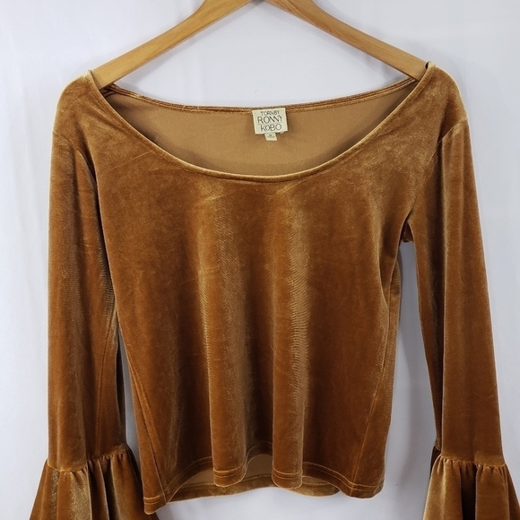 Torn by Ronny Kobo Velvet Flare Sleeve Top - Picture 8 of 9